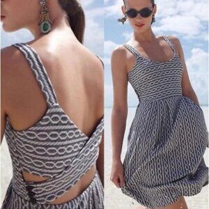 Anthropologie Rolo Cross Back Geometric Fit and Flare Dress